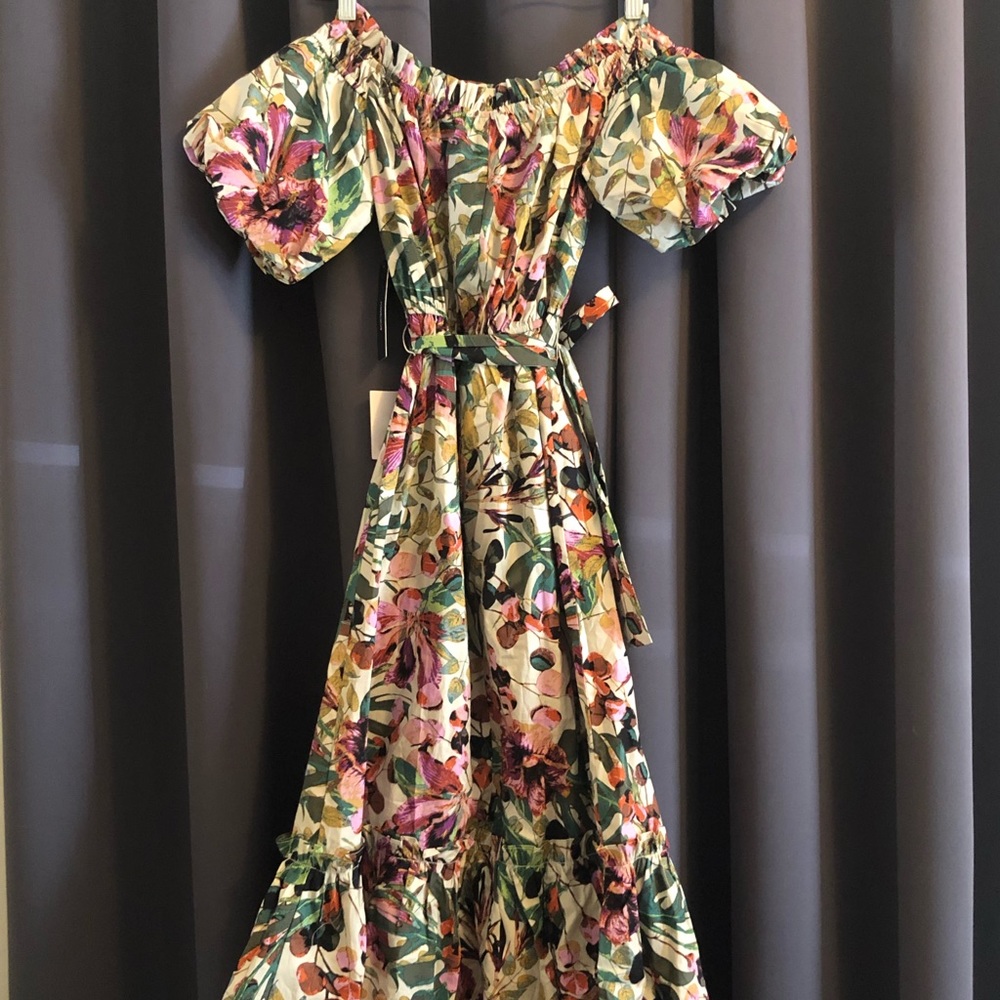 Lulus Floral Print Off-the-Shoulder Midi Dress